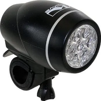 Cyklosvítilna Světlo přední M-WAVE 7 ultrasvítivých LED diod, optická čočka, indikace stavu baterií,otočné v 360°