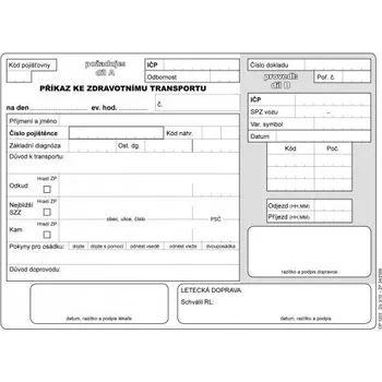 Blok PŘÍKAZ KE ZDRAVOTNÍMU TRANSPORTU A5 blok 25x2 listy