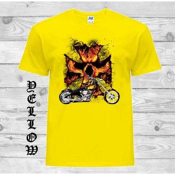 Chlapecké tričko chopper-detske-levne-bavlnene-tricko-potisk-ohnivy-kriz Barva: Yellow - žlutá, velikost: 152