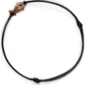 Náramek WUX Fish Bone old copper VELIKOST NÁRAMKU: Dětská.....14cm - provázek Ø 1mm, BARVA PROVÁZKU: Růžová neonová