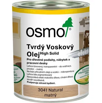 Olej na dřevo OSMO tvrdý vosk. olej, 3041 Natural, 0,75l