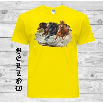 Dívčí tričko detske-levne-bavlnene-tricko-potisk-3-kone Barva: Yellow - žlutá, velikost: 104