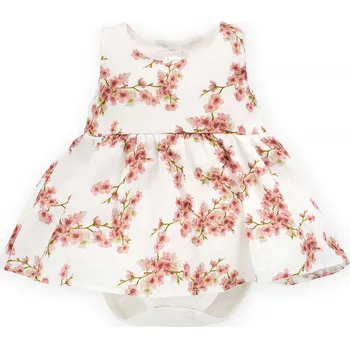 Kojenecké šaty ŠATY PINOKIO S VŠITÝM BODY, S KYTIČKAMI, ECRU, SUMMER MOOD Velikost: 86