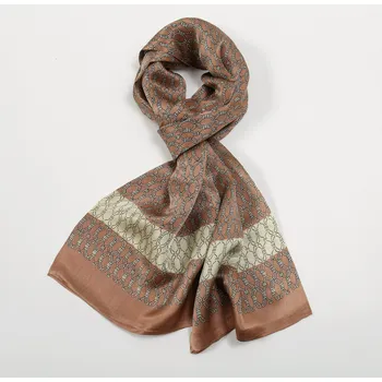 Šála Pánská hedvábná šálka Béžovozlatá 26x155 cm, HEDVÁBNÝ SVĚT