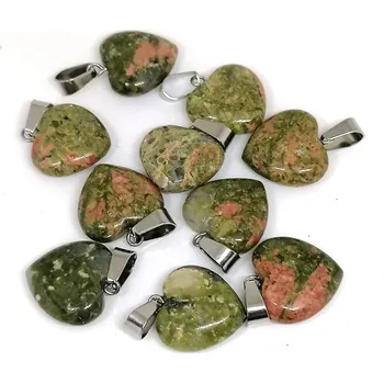 Přívěsek Unakitová srdíčka přívěsky cca 1,5 cm