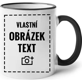 Hrnek 330 ml s vlastním potiskem, Barva Černá, Velikost 330 ml, Canvas Keramický hrnek s barevným uchem Bezvatriko.cz