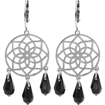 Módní doplněk JSB bijoux s.r.o. Ocelové náušnice klapky prořezávaný květ života s dropsy Swarovski Jet