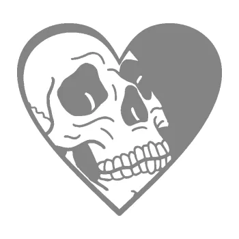 Samolepicí dekorace na vozidlo Lebka 062 pravá v srdíčku (17 - šedá) SAMOLEPKA NA AUTO, NÁLEPKA, FÓLIE, POLEP, TUNING, VLASTNÍ TEXT, TISK, AUTOSAMOLEPKY.cz, POLEPY, OBRÁZEK, LOGO, 3D STICKERS