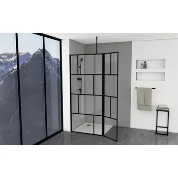 Walk In Aurlane 90 cm barva rámu černá dekor skla průmyslový design FAC590o