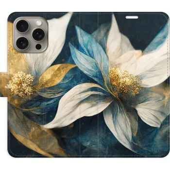 Pouzdro na mobilní telefon Flipové pouzdro iSaprio - Gold Flowers - iPhone 15 Pro Max