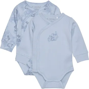 Kojenecký body BODY FIXONI ZAVINOVACÍ 2 KS, SE ZAJÍČKY A VEVERKAMI, BLUE FOG Velikost: 50