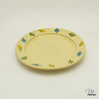 Keramické talíře barevné lístečky Talíře: dezertní