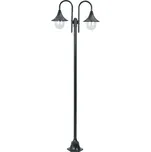 vidaXL Zahradní sloupová lampa 2 ramena E27 220 cm hliník tmavě zelená