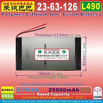 [L490] 3.7V 25000mAh [2363126] PLIB (polymer lithium ion / Li-ion battery) for tablet pc,MOBILE POWER BANK,speaker;GPS;TOY
