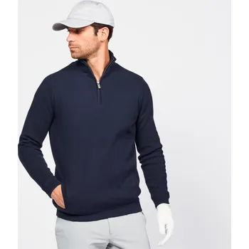 Pánský svetr INESIS Pánský golfový svetr se zipem u krku větruodolný MW500 3XL MODRÁ