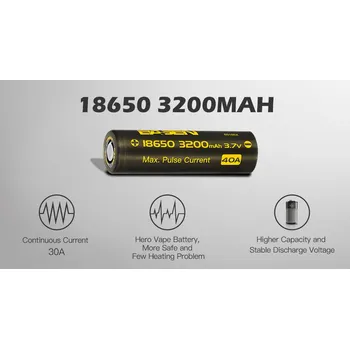 Článková baterie High Drain Basen 18650 40A 3200mAh Li-Ion Rechargeable battery 3.7V Lithium Power Battery Basenbattery vap