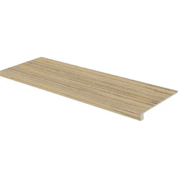 Dlažba Plywood, DCFVF842, schodová tvarovka, 30x120 cm, béžová
