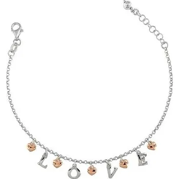 Náramek Stříbrný náramek LOVE se srdíčky délka náramku 17+2cm