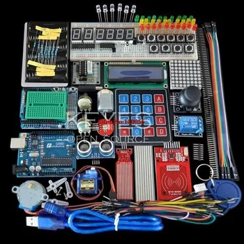 Elektronická stavebnice Starter Kit pro arduino Uno R3 - Uno R3 Breadboard a držák Step Engine / Servo / 1602 LCD / jumper Wire / UNO R3