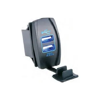 Elektrická zásuvka OEM Vodotěsná USB zásuvka do lodí a člunů s modrým LED podsvícením