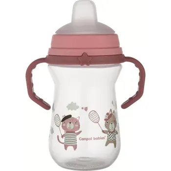 Kojenecká láhev Canpol babies Hrneček se silikonovým pítkem FirstCup BONJOUR PARIS 250ml Pink (56/613-PIN)