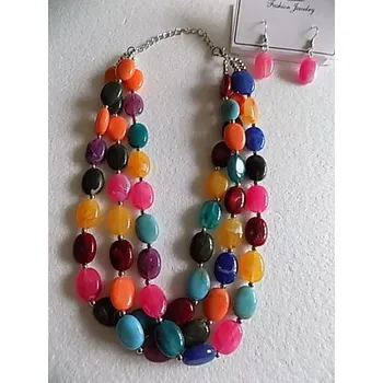 Náušnice Korále vrstvené a náušnice barevné