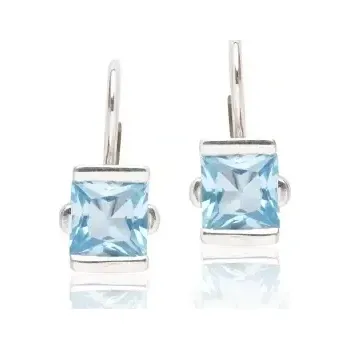 Náušnice Stříbrné náušnice čtverec kvamarin - VE182 (Stříbrné náušnice s akvamarinem 6x6 mm)