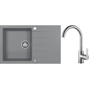 Granitový dřez Alveus Set Cadit 20 Granitový dřez s odkapem 790x500 mm + baterie Tonia chrom, beton, SETA20029