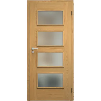 Interiérové dveře SAPELI SWING KOMFORT M49 - DÝHA - OTOČNÉ DVEŘE VČ. ZÁRUBNĚ - Dub natur Průchozí šířka (cm): 70, Průchozí výška (cm): 197, Typ skla: Satináto bílé