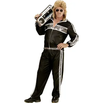 Karnevalový kostým Pánská černá šusťákovka 80' léta - XXXL