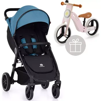 Kočárek PETITE&MARS Kočárek sportovní Street+ RWS Black Ocean Blue Complete + odrážedlo Uniq Pink (VP-F177313)