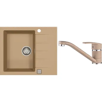 Granitový dřez Alveus Set Cadit 10 Granitový dřez s odkapem 590x500 mm + baterie Nina 55 , béžová, SETA22001