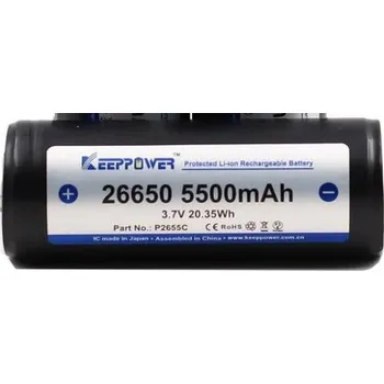 Článková baterie Akumulátor Keeppower 3,7 V 26650 ICR26650 5500 mAh vysokoproudová baterie s ochranou