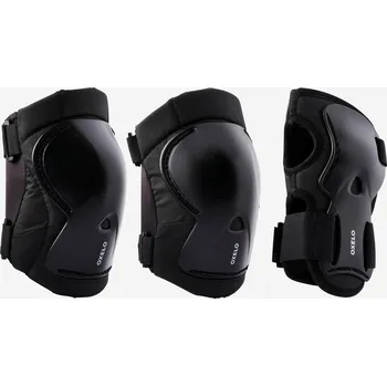 Sada chráničů OXELO Sada 3 párů dětských chráničů Play XS BÍLÁ|ČERNÁ