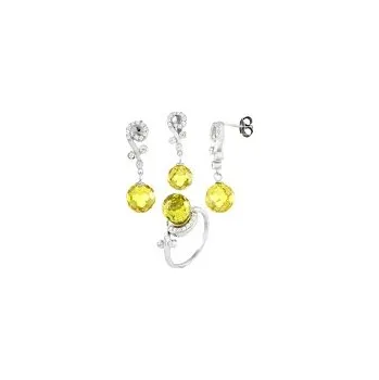 Souprava šperků Stříbrná souprava Kulička žlutá se zirkony - 3