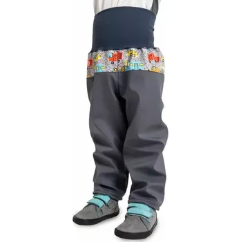 Chlapecké kalhoty Batolecí softshellové kalhoty Unuo s fleecem, Tm. Šedá, ZOO na výletě velikost 92/98