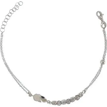 Náramek Stříbrný náramek s pírkem a ozdobou délka náramku 17+2cm