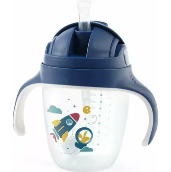 Netekoucí hrneček s brčkem 1464/02 BabyOno modrý