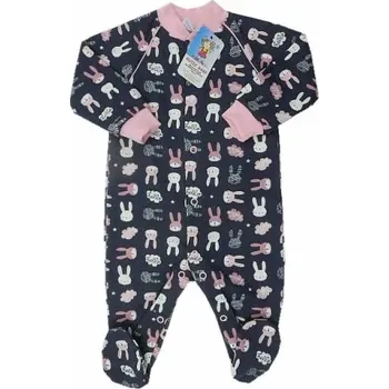 Overal na spaní tmavě modrá růžový zajíci
