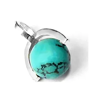 Přívěsek Stříbrný přívěsek přírodní howlit - 2516 (Stříbrný přívěsek s howlitem 8 mm)