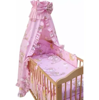 Příslušenství pro dětskou postel a kolébku Souprava do postýlky 4dílná Mráček růžový