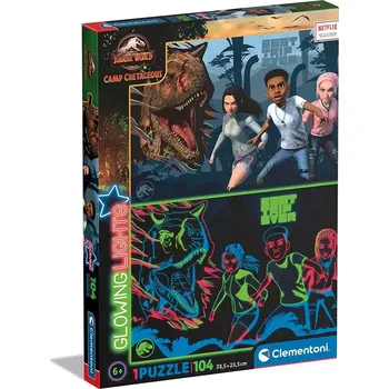 Puzzle CLEMENTONI Svítící puzzle Jurský svět: Křídový kemp 104 dílků
