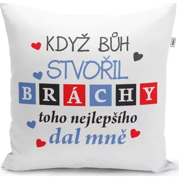 Polštář Polštářek s potiskem - Když Bůh stvořil bráchy - 40 x 40 cm - Sablio