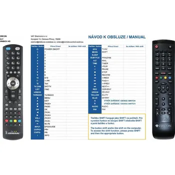 General ZIRCON MINIBOX HD - náhradní dálkový ovladač