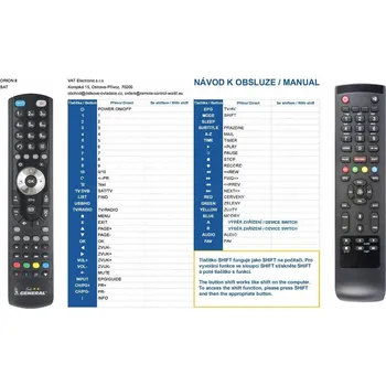 General ORION II HD, III HD, IV HD - náhradní dálkový ovladač