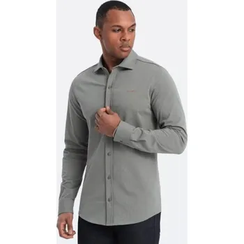 Pánská móda Pánská bavlněná košile REGULAR světle khaki