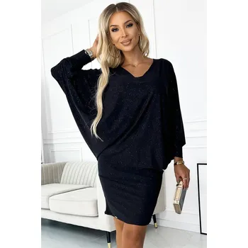 Dámské šaty Černé netopýří šaty s třpytkami Numoco, S/M i240_184520_2:S/M