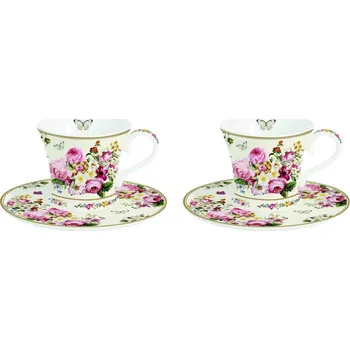 Easy Life Porcelánové šálky a podšálky Blooming Opulence Cream v dárkové krabičce 2x80 ml