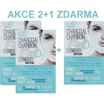 Pleťová maska Victoria Beauty Victoria Beauty Detox Okysličující bublinková pleťová maska s aktivním uhlím AKCE 2+1 ZDARMA, 3 ks