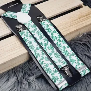 Kšandy Elastické kšandy s potiskem - marihuana bílá